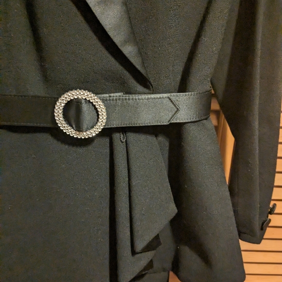 Kasper for ASL Nights Wool Black Fitted Jacket with Belt & Skirt - Picture 2 of 16